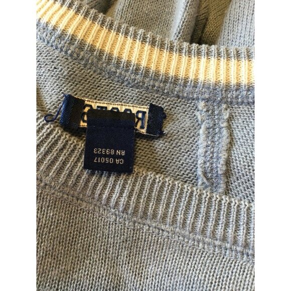 Roots Canada Athletic Dept Ramie Cotton Knit Jumper Sweater Blue Large - Picture 5 of 8